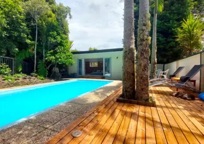 Quiet, private & luxurious self-catering AirBnB accommodation and retreat with exclusive access to our swimming pool for a relaxing place to stay in Auckland.